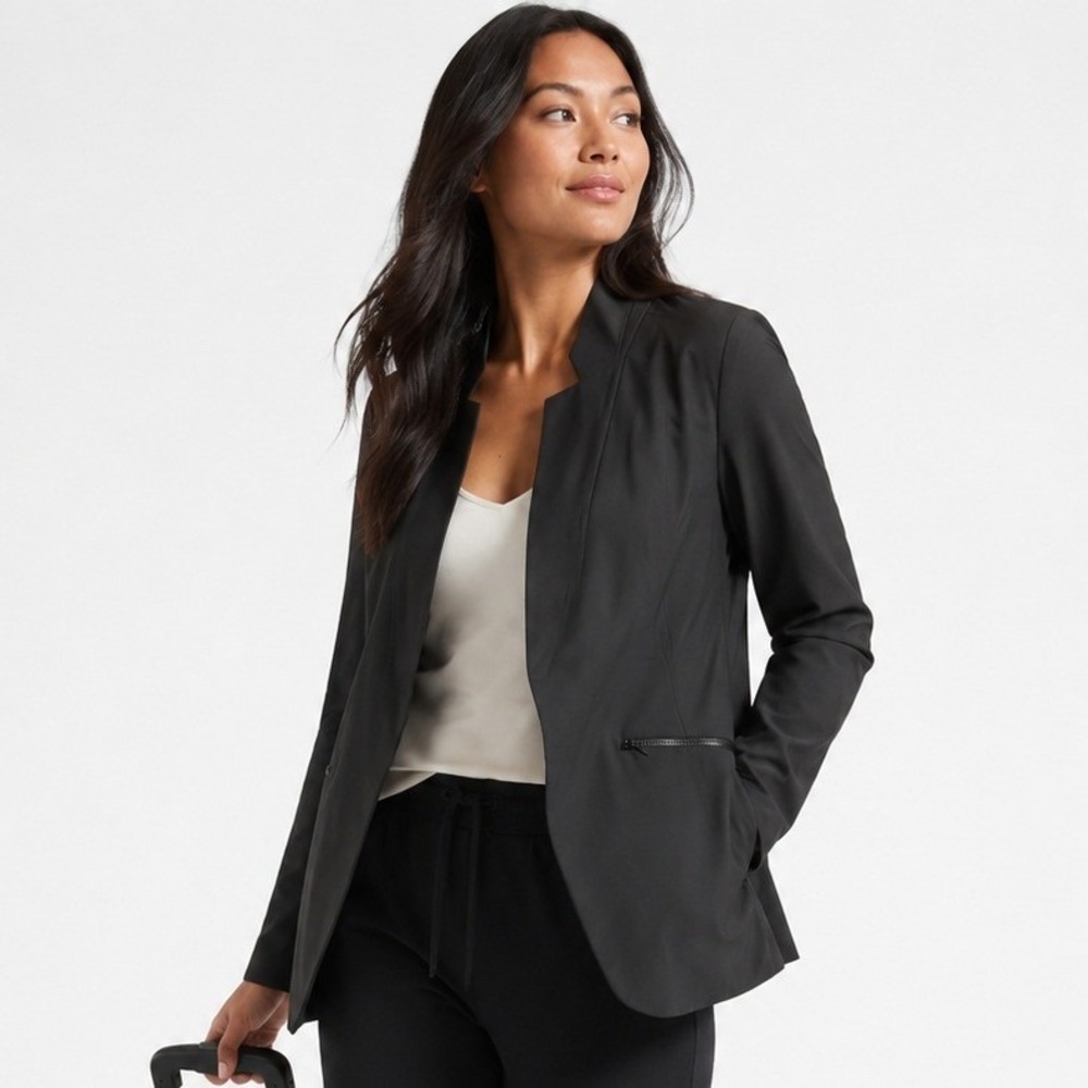 Athleta Gramercy Blazer Jacket Dark Gray Size 10 486226 Stretch Travel Commuter